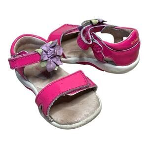 Stride Rite  Pink Purple Flower Leather Sandals Girls Size 6M